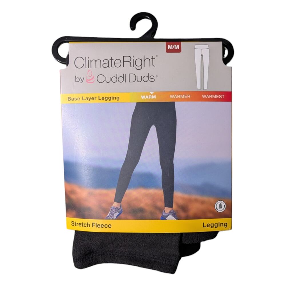 Cuddl Duds Base Layer Warm Stretch Fleece Black Leggings Size M NWT